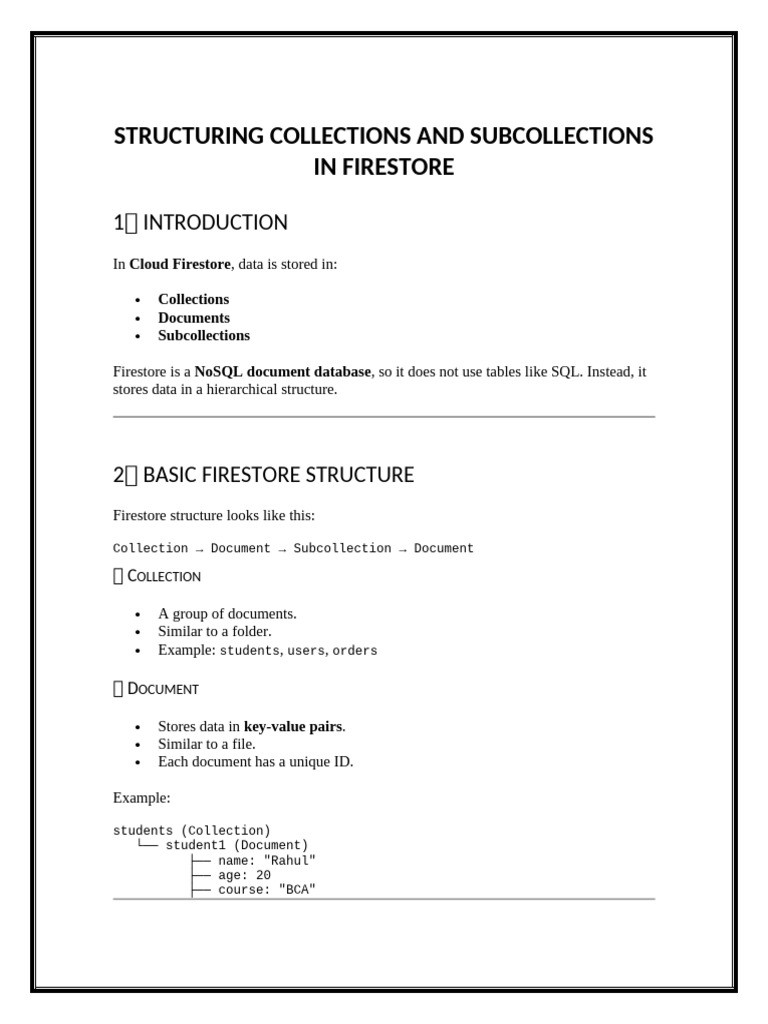 Structuring Collections and Subcollections Firestore | PDF | No Sql ...