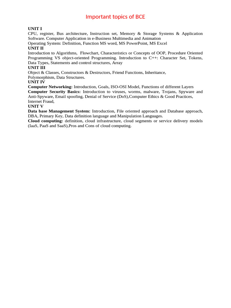 Bce Questions | PDF