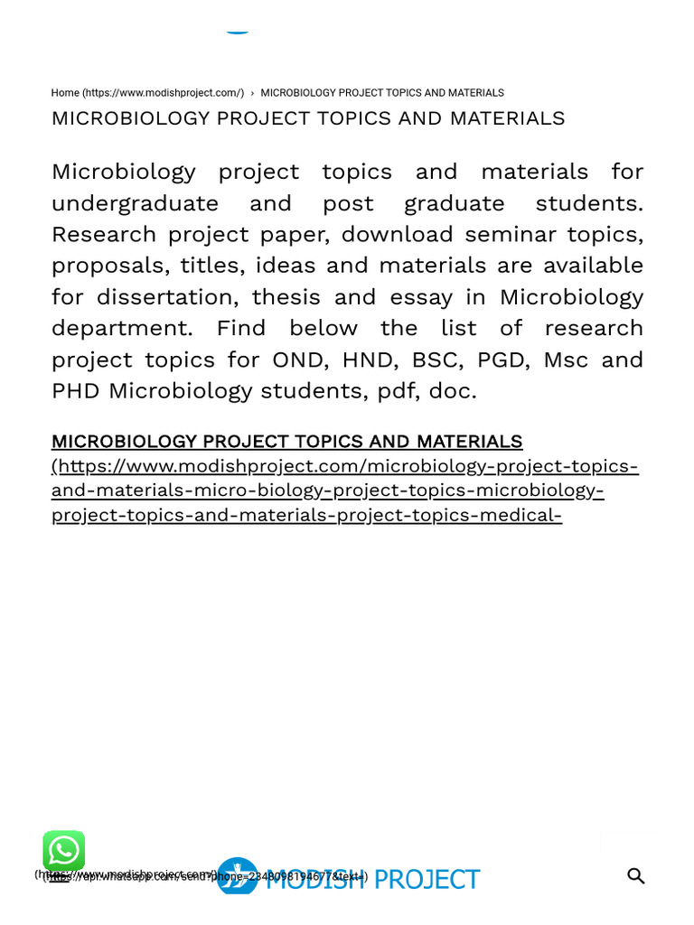 Microbiology Project Topics and Materials - Modish Project | PDF ...