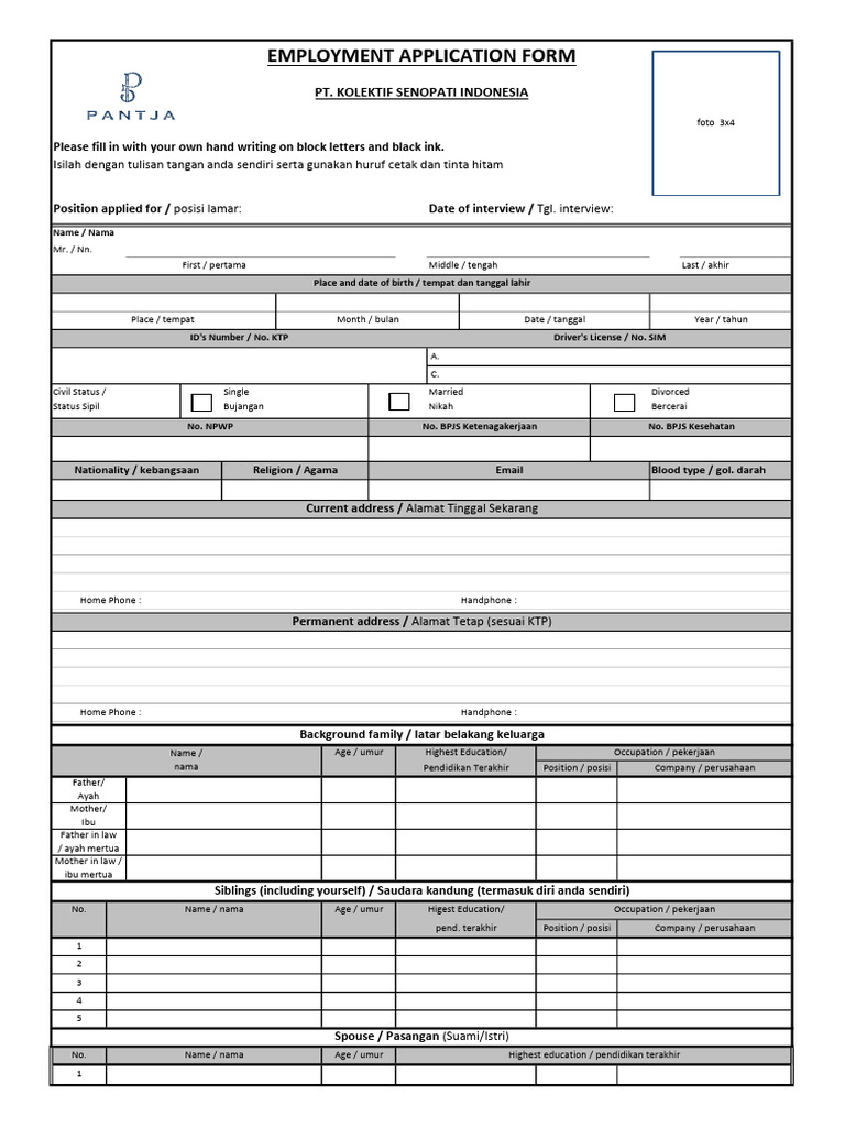 Employment Application Form - Rev.01 | PDF
