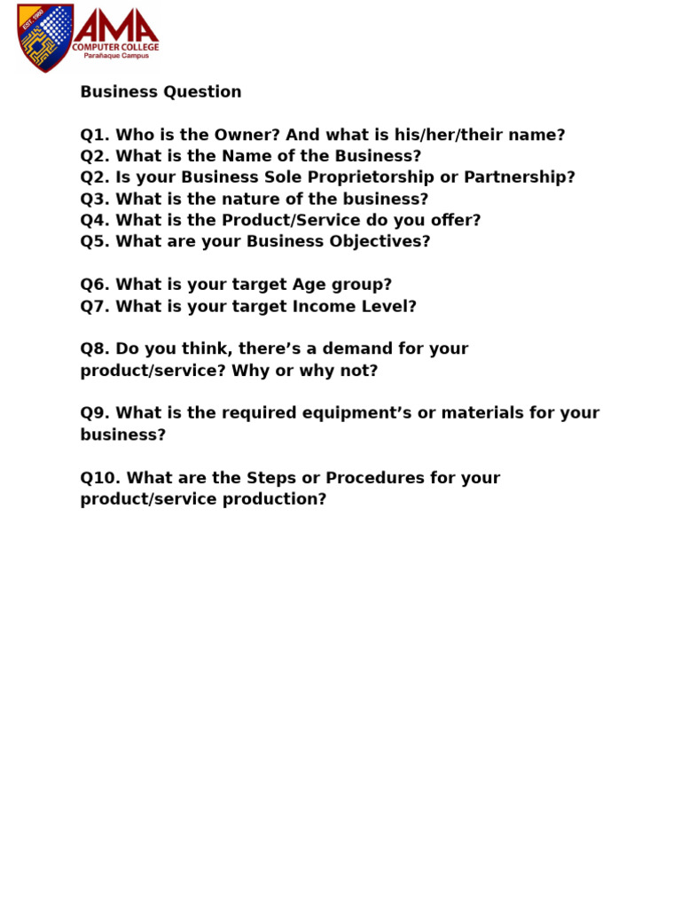 Business Question | PDF