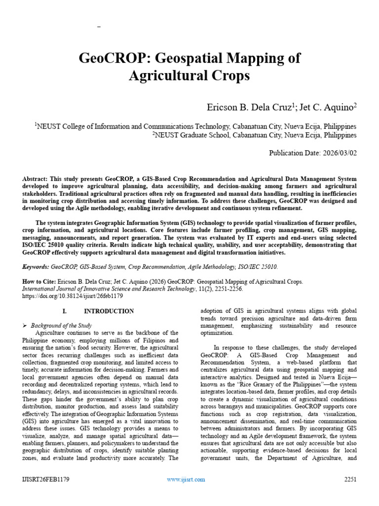 GeoCROP: Geospatial Mapping of Agricultural Crops | PDF | Usability ...