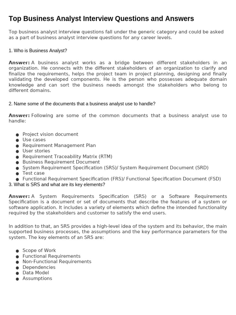 BA Question and Answers - 1 | PDF | Agile Software Development ...