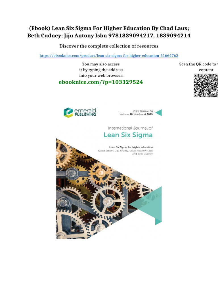 (Ebook) Lean Six Sigma For Higher Education by Chad Laux Beth Cudney ...