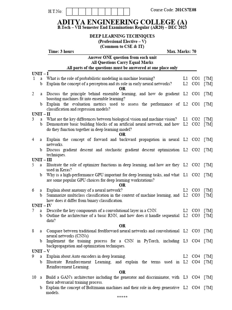 17098111372deep Learning Techniques | PDF | Deep Learning | Learning