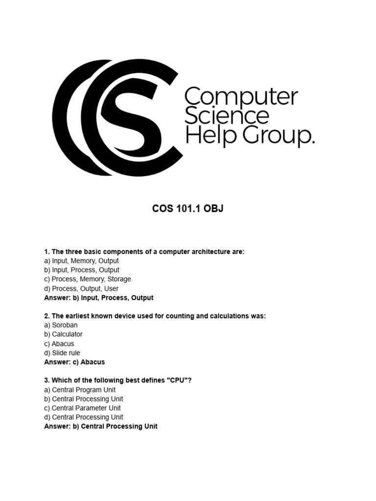 Cos 101 | PDF | Computer Network | Databases