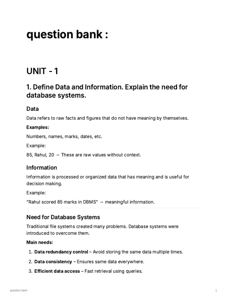 Dbms Question Bank | PDF | Relational Model | Databases