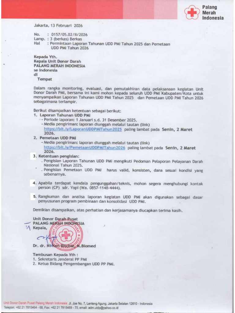 SEE Permintaan Laporan UDD Tahun 2025 Dan Pemetaan UDD Tahun 2026 | PDF