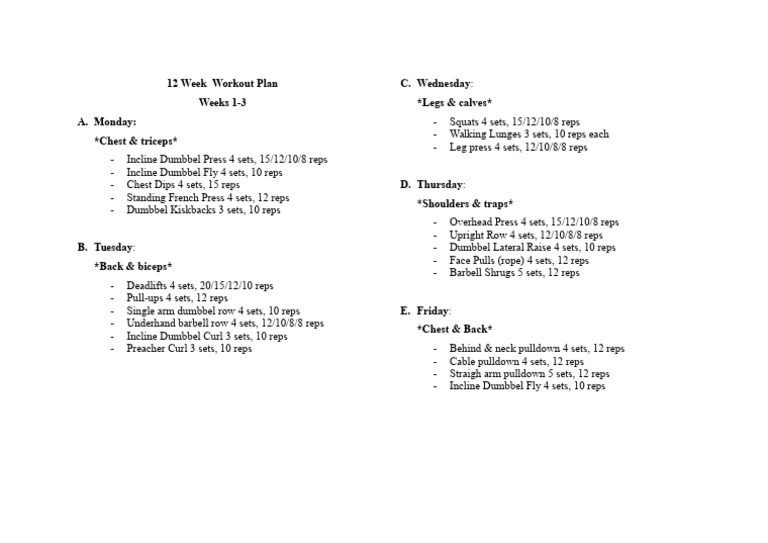 Toaz - Info 12 Week Workout Plan PR | PDF