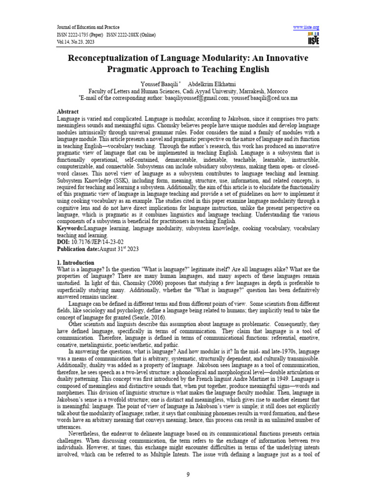 Reconceptualization of Language Modularity | PDF | Semantics | Mind