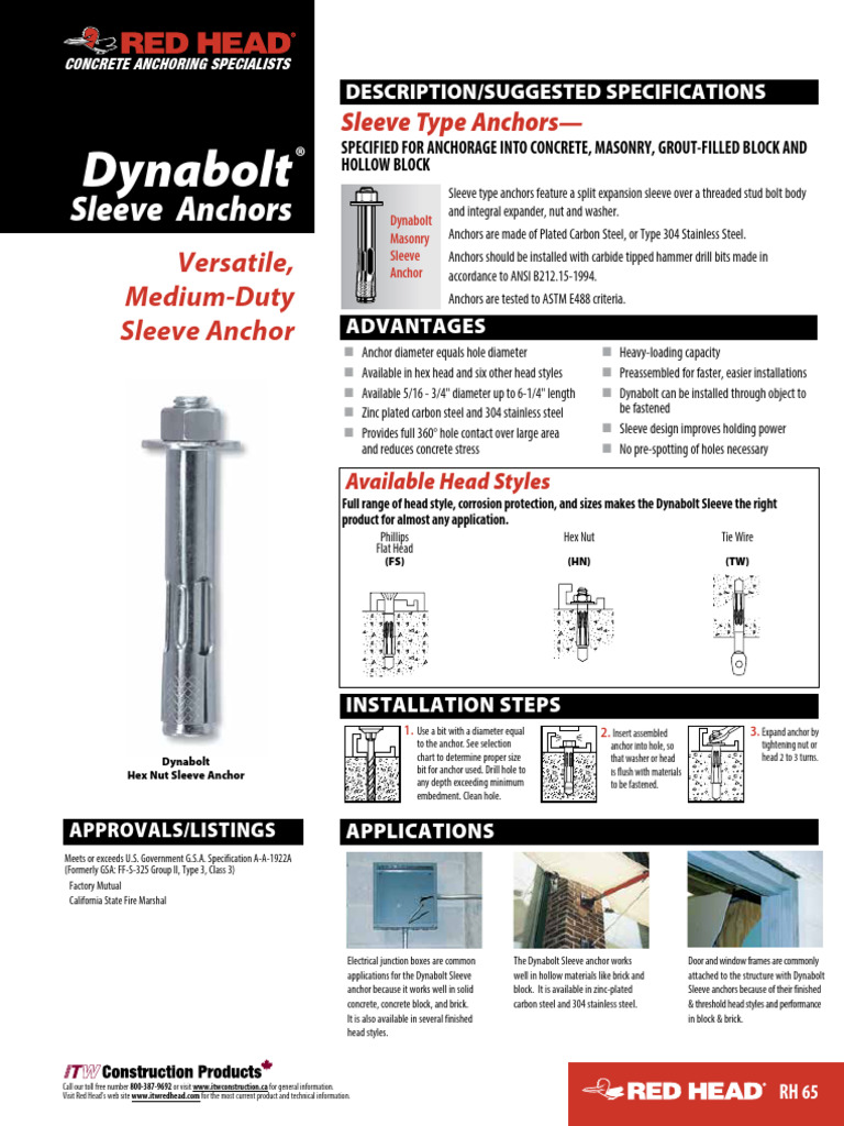 Dynabolt Catalog | PDF | Screw | Mechanical Engineering