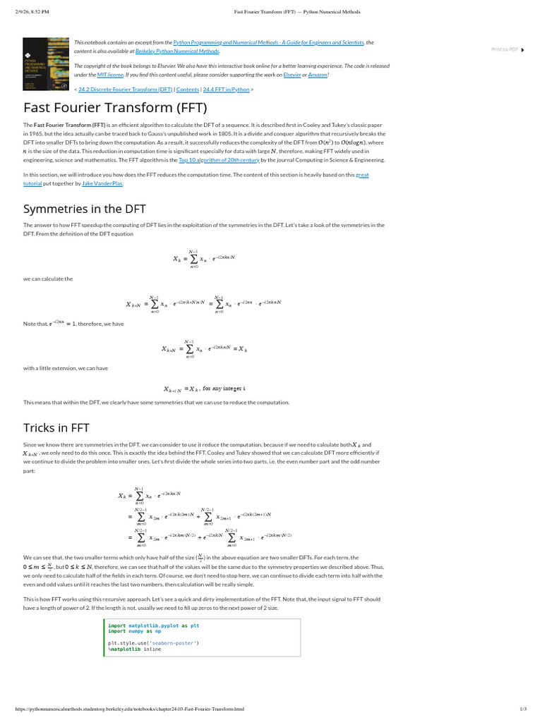 Fast Fourier Transform (FFT) - Python Numerical Methods | PDF | Fast ...