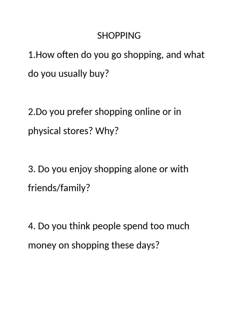 Speaking Questions On Shopping | PDF