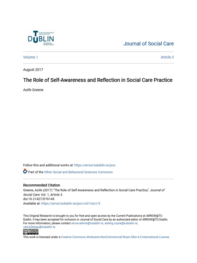 Self-awareness and reflection in social care | PDF | Reflective ...