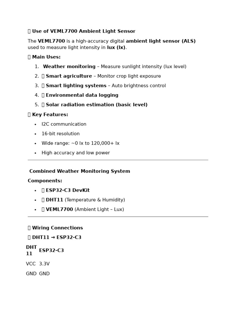 VEML7700 Ambient Light Sensor | PDF | Sensor