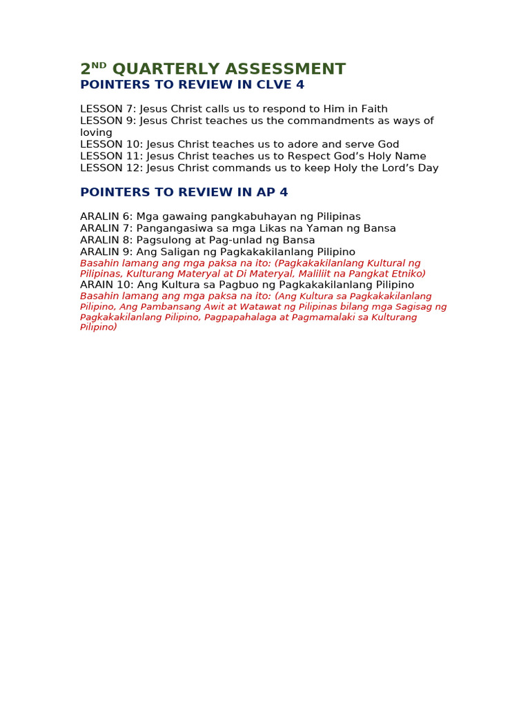 AP 4 Pointers To Review | PDF
