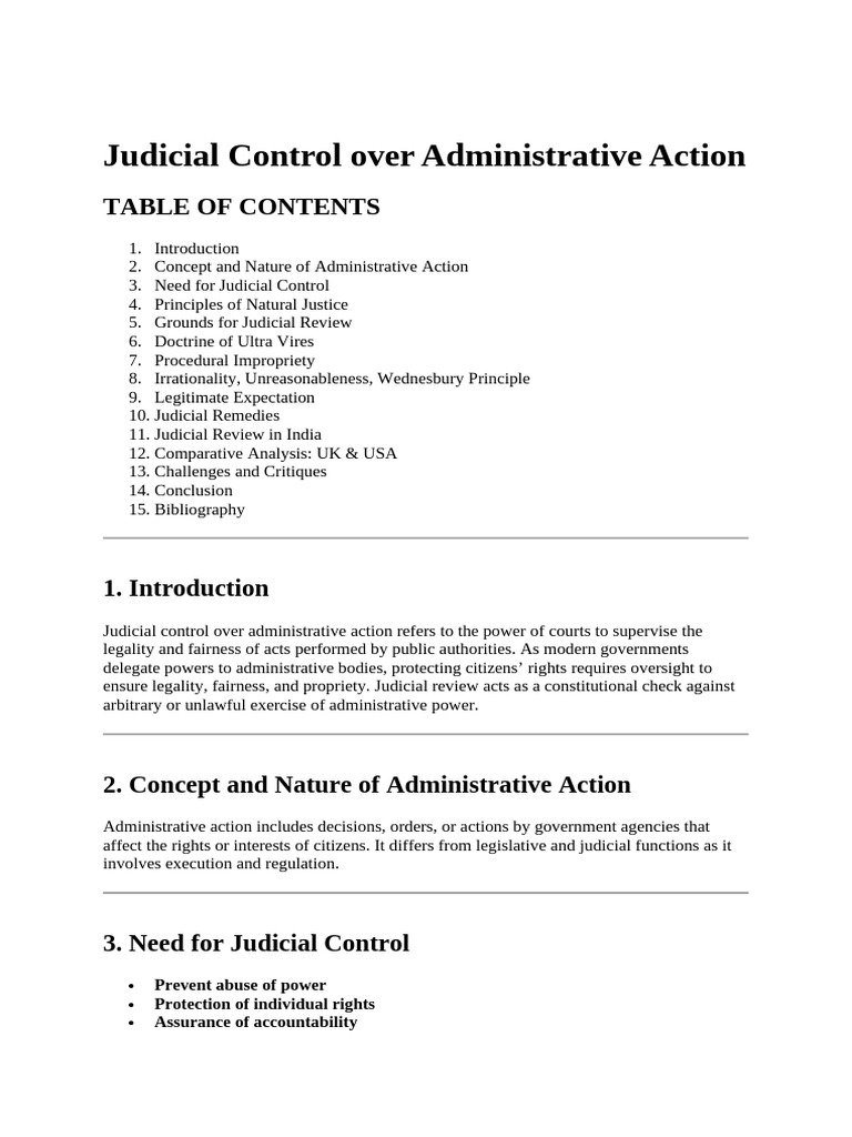 Judicial Control Over Administrative Action | PDF | Judicial Review ...