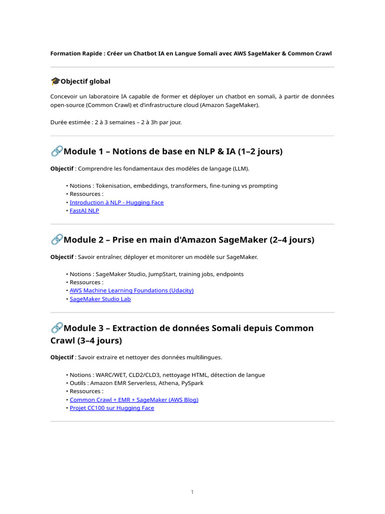 Module 1 - Notions de Base en NLP & IA (1-2 Jours) : Objectif Global ...