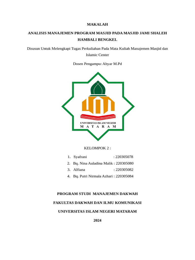 Analisis Program Masjid | PDF
