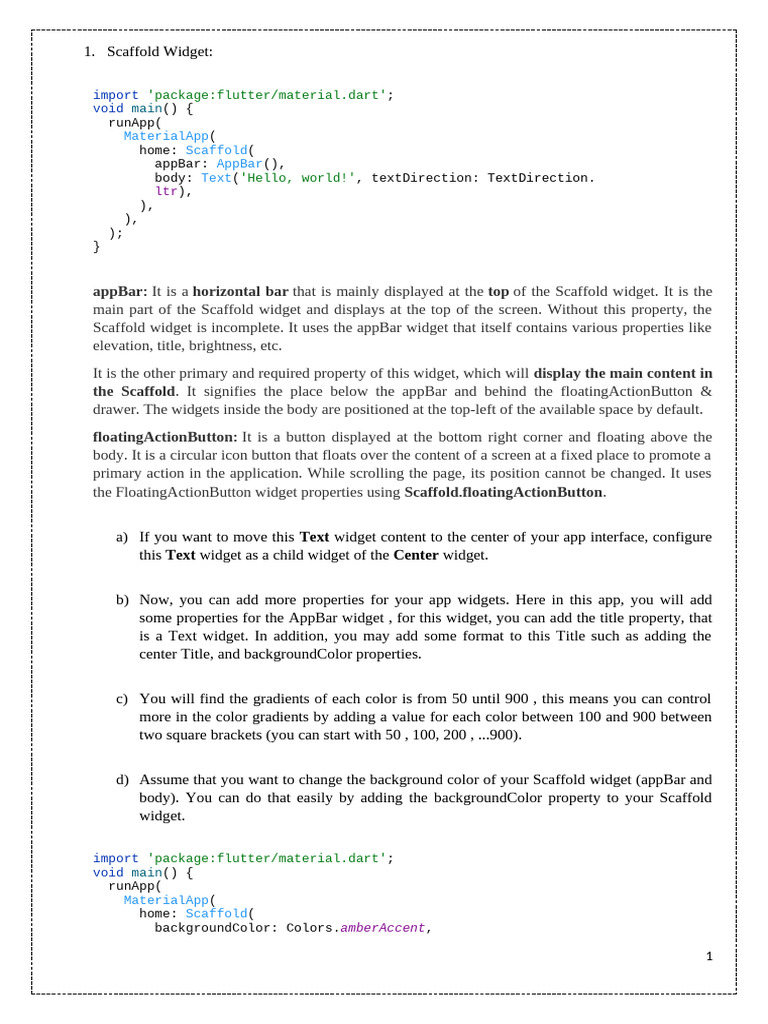 Scaffold Widget | PDF | Button (Computing) | Graphical User Interfaces