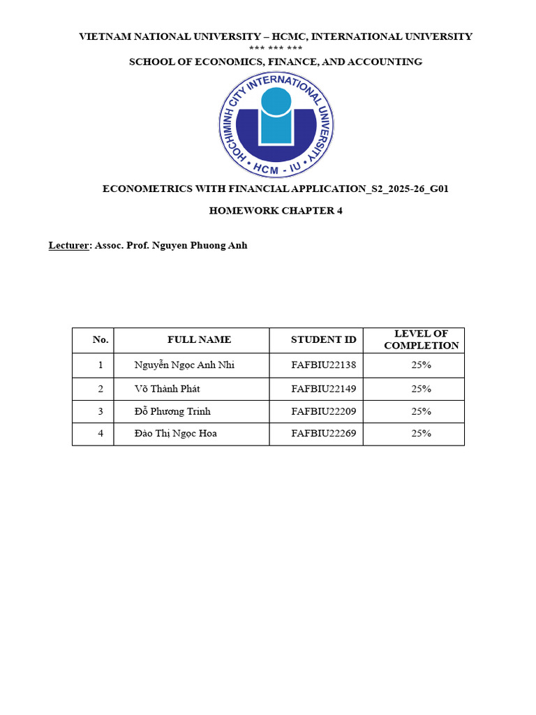 Chap4 - ECO Homework | PDF | F Test | Student's T Test