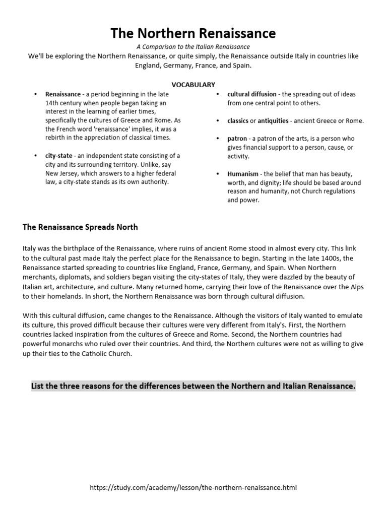 The Northern Renaissance READING PDF | PDF | Renaissance | Italy
