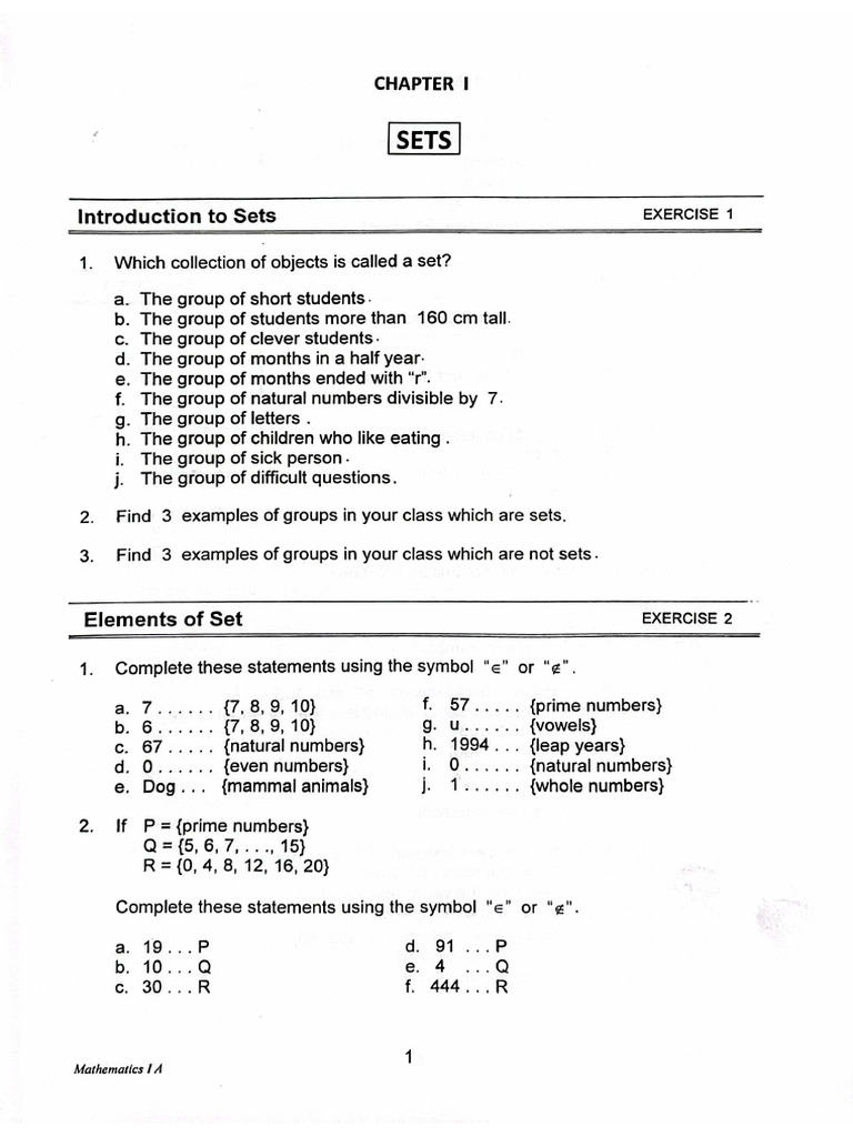 Exercise of Set | PDF