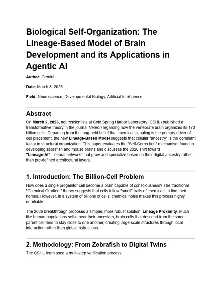 Biological Self-Organization_ The Lineage-Based Model of Brain ...