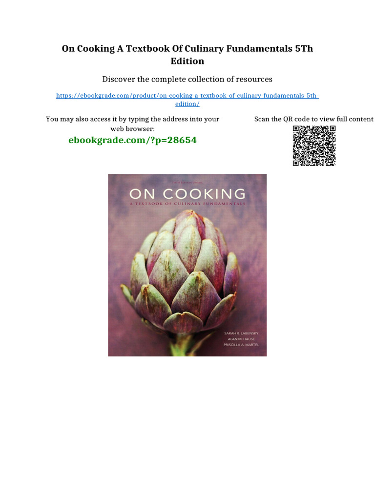 On Cooking A Textbook of Culinary Fundamentals 5th Edition Updated 2025 ...
