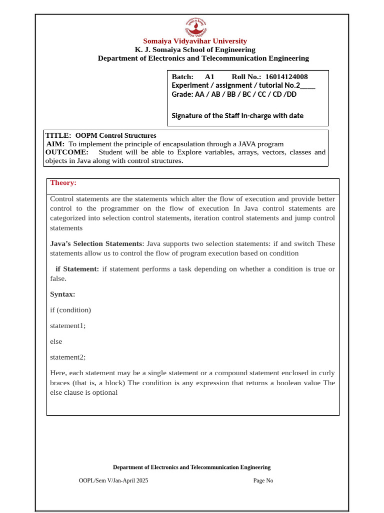 LAb 2 - Control Structures | PDF | Computer Science | Computer Programming