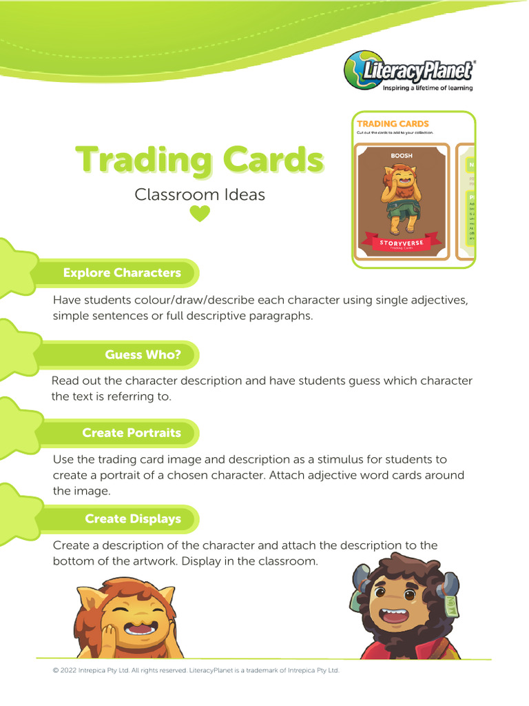 Trading Cards Activity Pack | PDF | All Rights Reserved