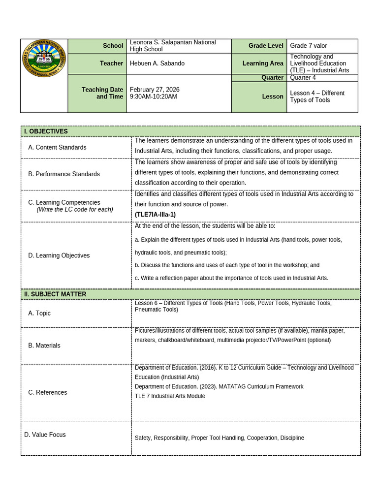Unit 4 - Lesson 4 Different Types of Tools | PDF | Intelligence | Learning