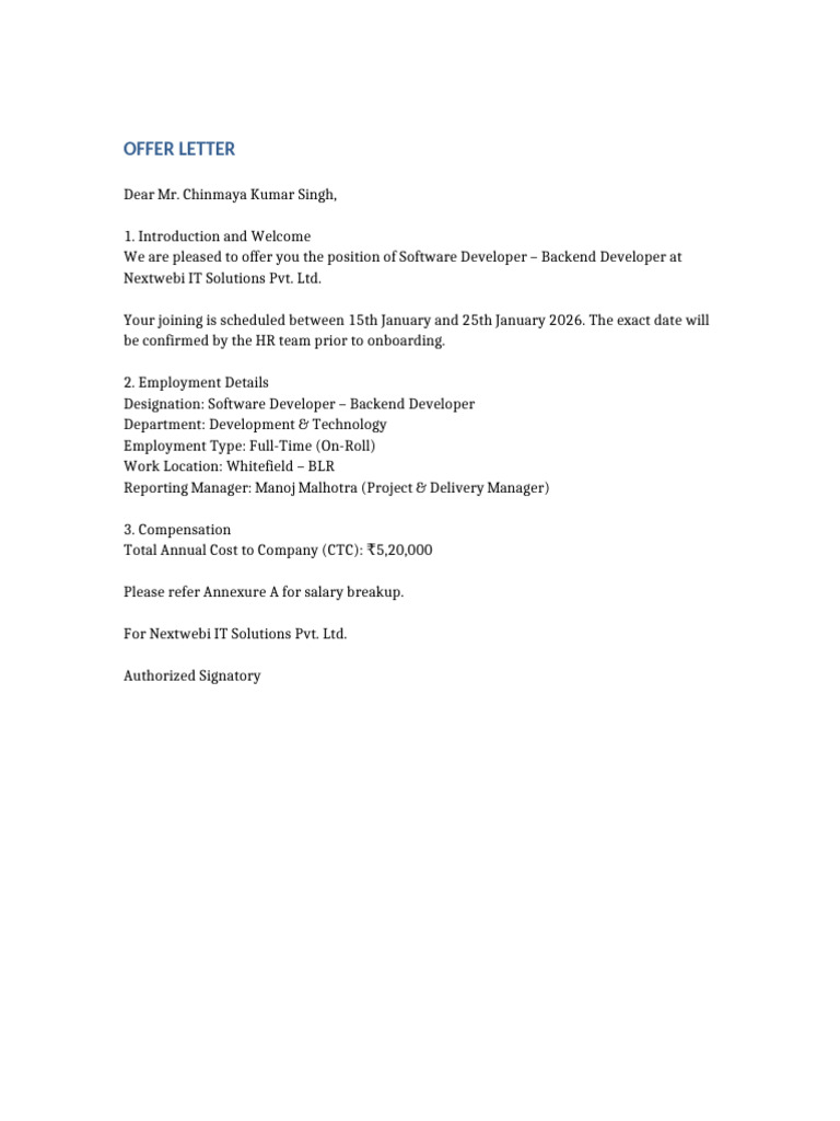 Nextwebi Offer Letter | PDF