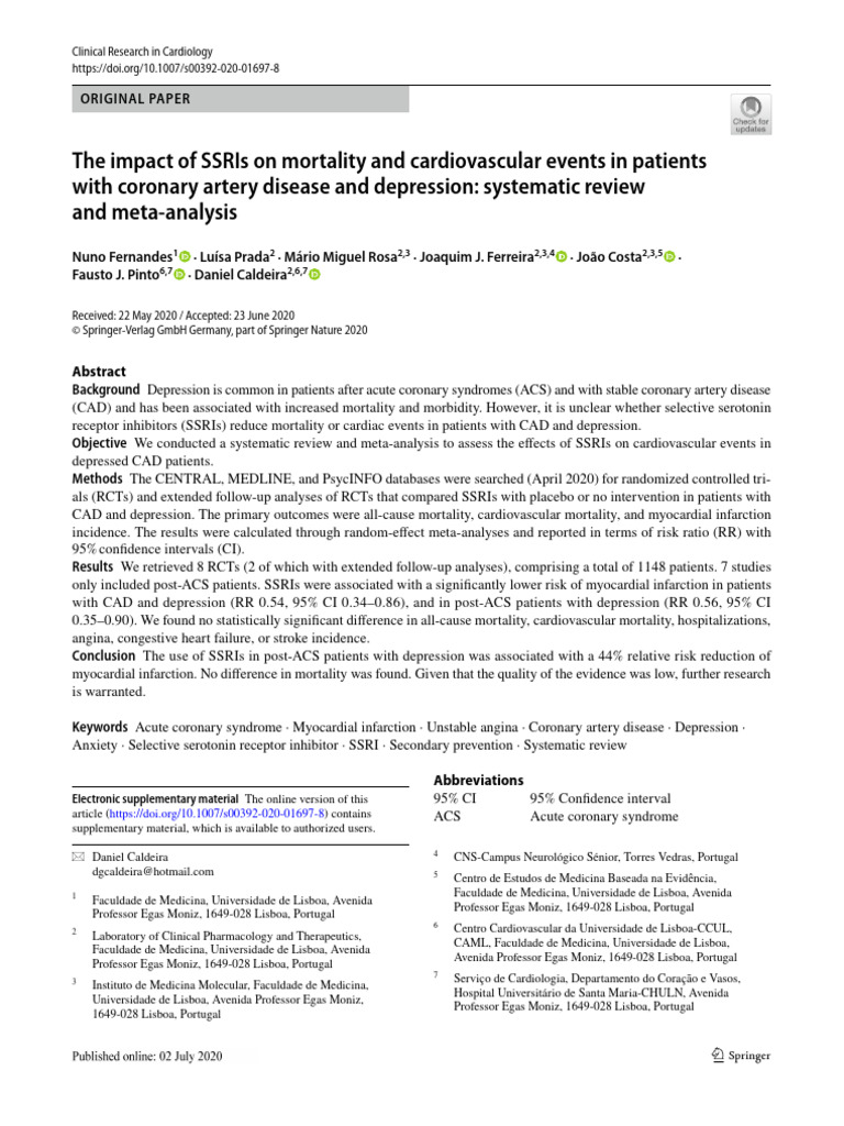 Fernandes 2020 | PDF | Major Depressive Disorder | Myocardial Infarction