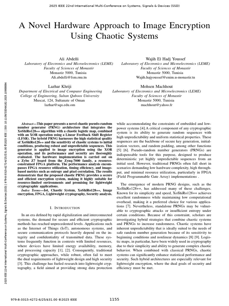 A Novel Hardware Approach To Image Encryption Using Chaotic Systems ...