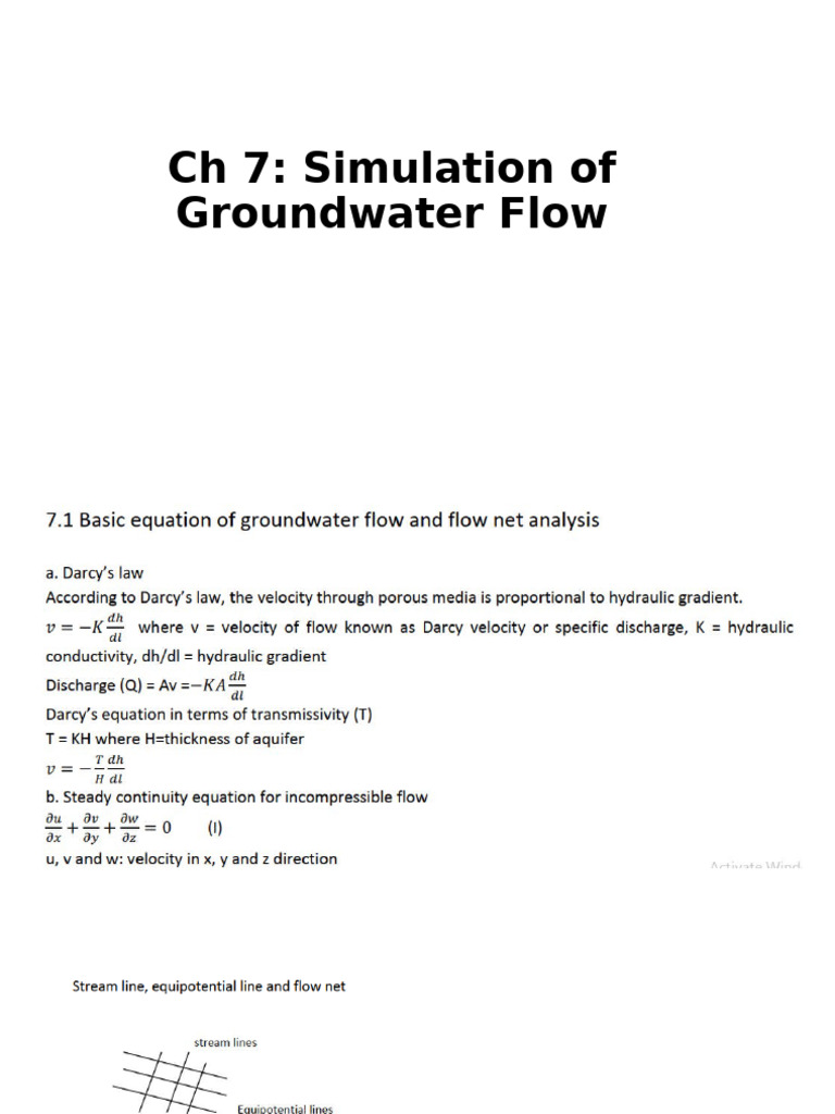 Simulation of Groundwater Flow | PDF