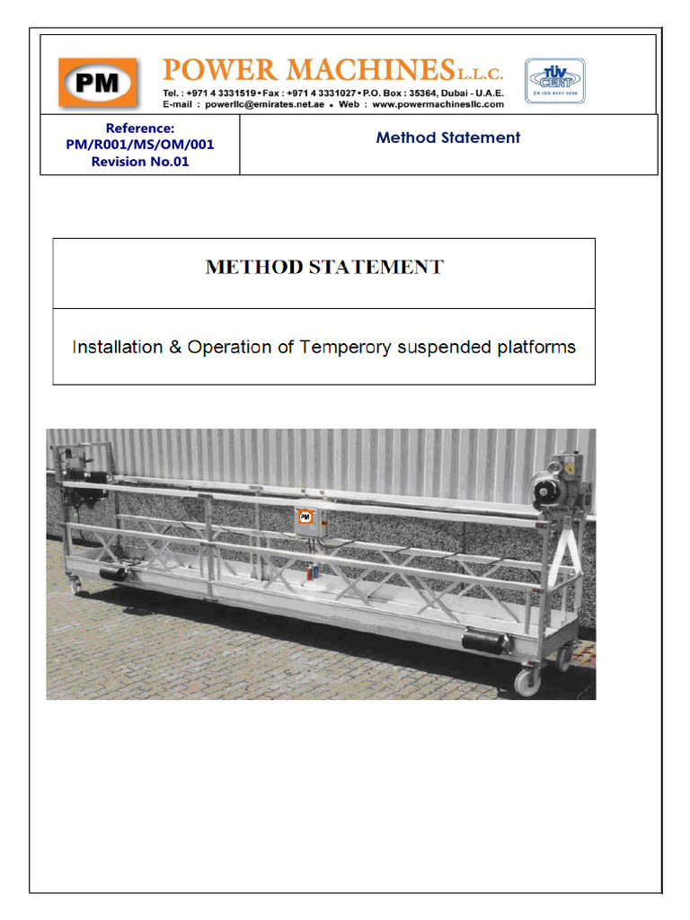 Method Statement For Installation and Operations | PDF | Manufactured Goods