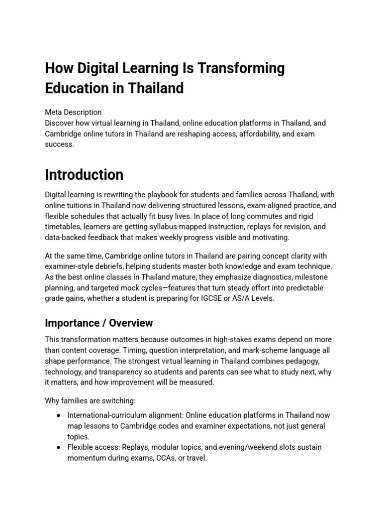 How Digital Learning Is Transforming Education in Thailand | PDF ...