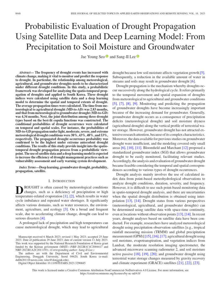 Probabilistic Evaluation of Drought Propagation Using Satellite Data ...