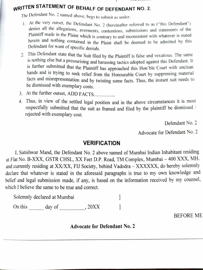 Written Statement | PDF