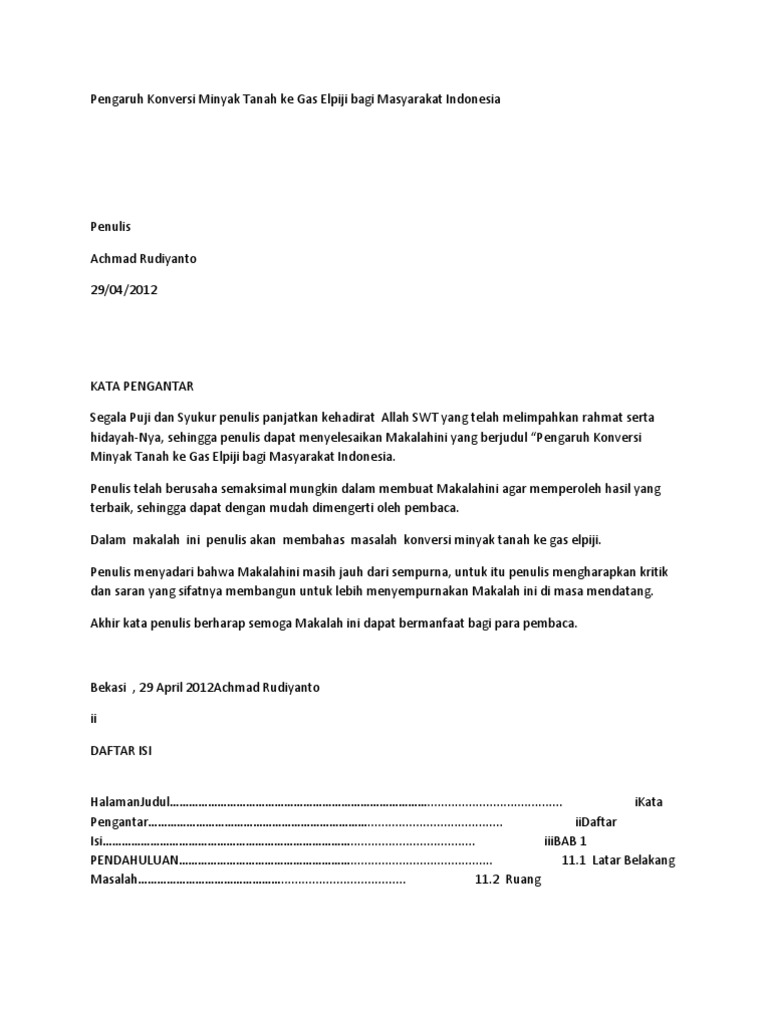 Pengaruh Konversi Minyak Tanah Ke Gas Elpiji Bagi Masyarakat Indonesia