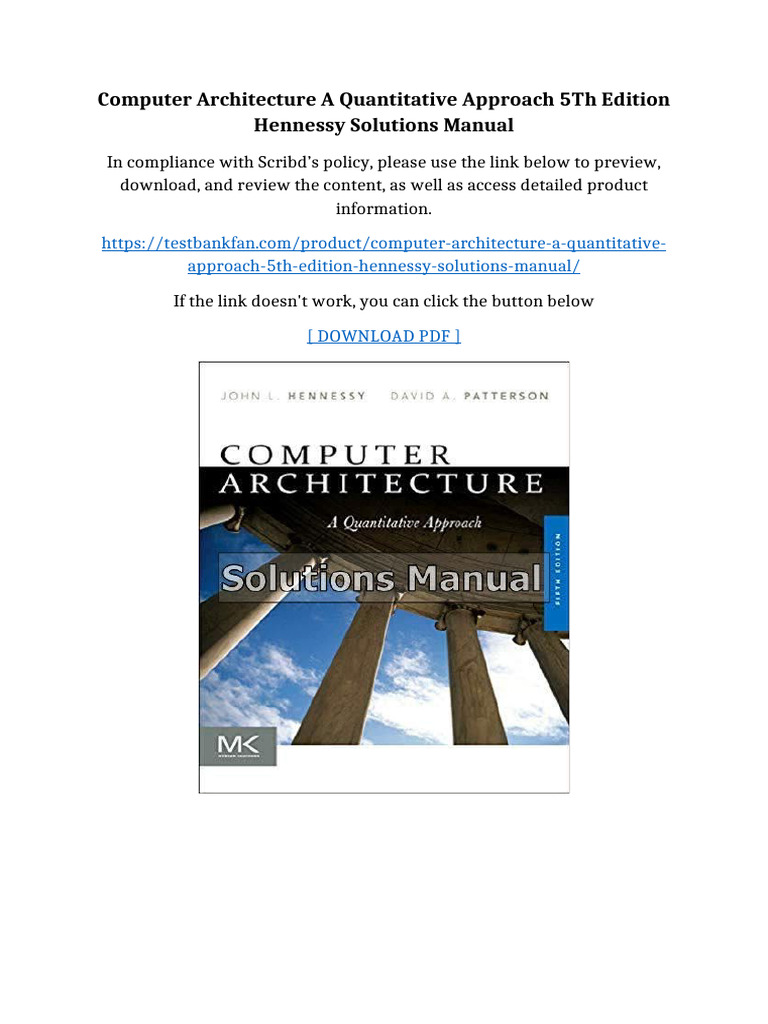 Computer Architecture A Quantitative Approach 5th Edition Hennessy ...