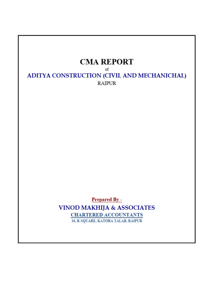 Cma Aditya Construction | PDF | Balance Sheet | Working Capital