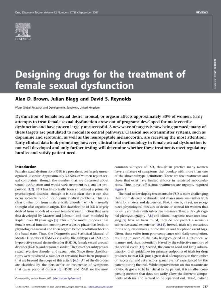 Designing Drugs For The Treatment of Female Sexual Dysfunction | PDF ...