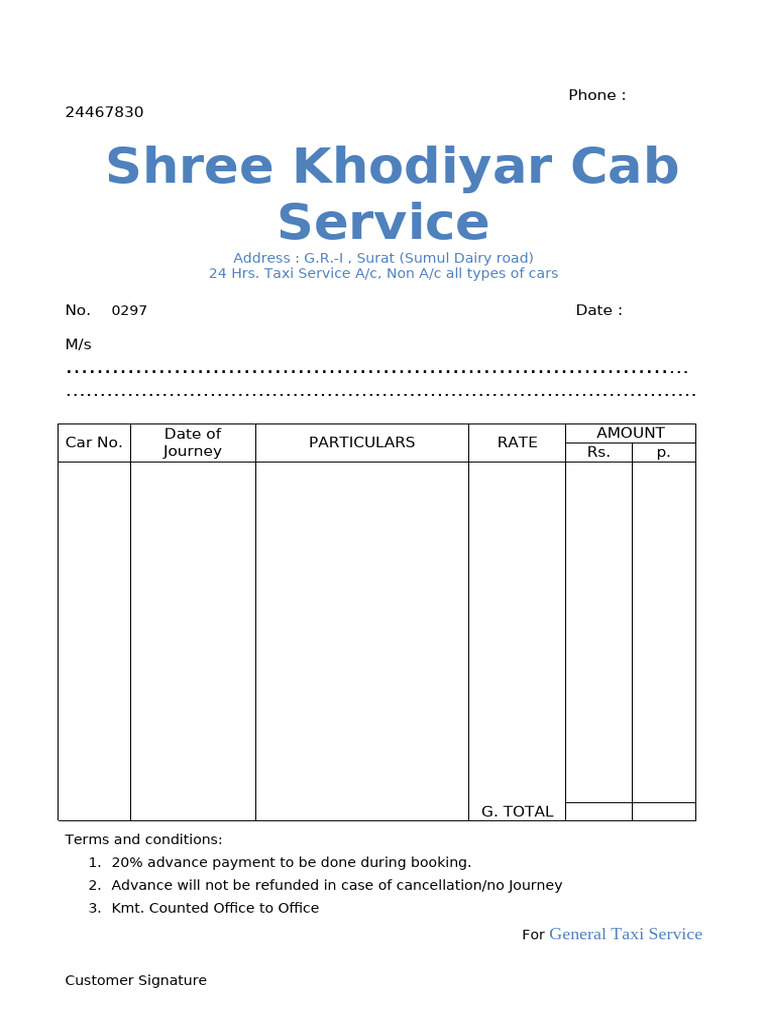 Tour Travels Reciept Format | PDF