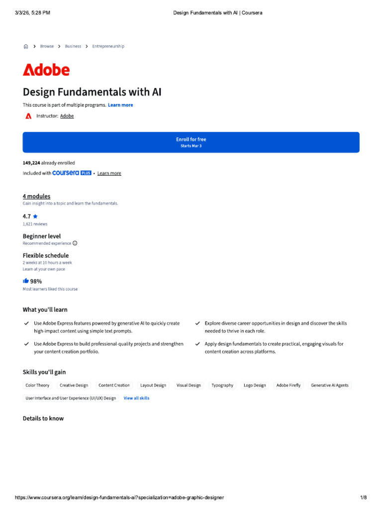 Adobe Graphic Designer Professional Certificate - Coursera II | PDF