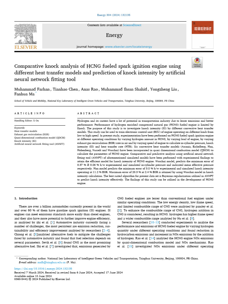 Comparative Knock Analysis of HCNG Fueled Spark Ignition Engine Usin ...