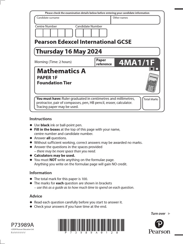 MathsA Jun2024 1 | PDF | Area | Mathematics