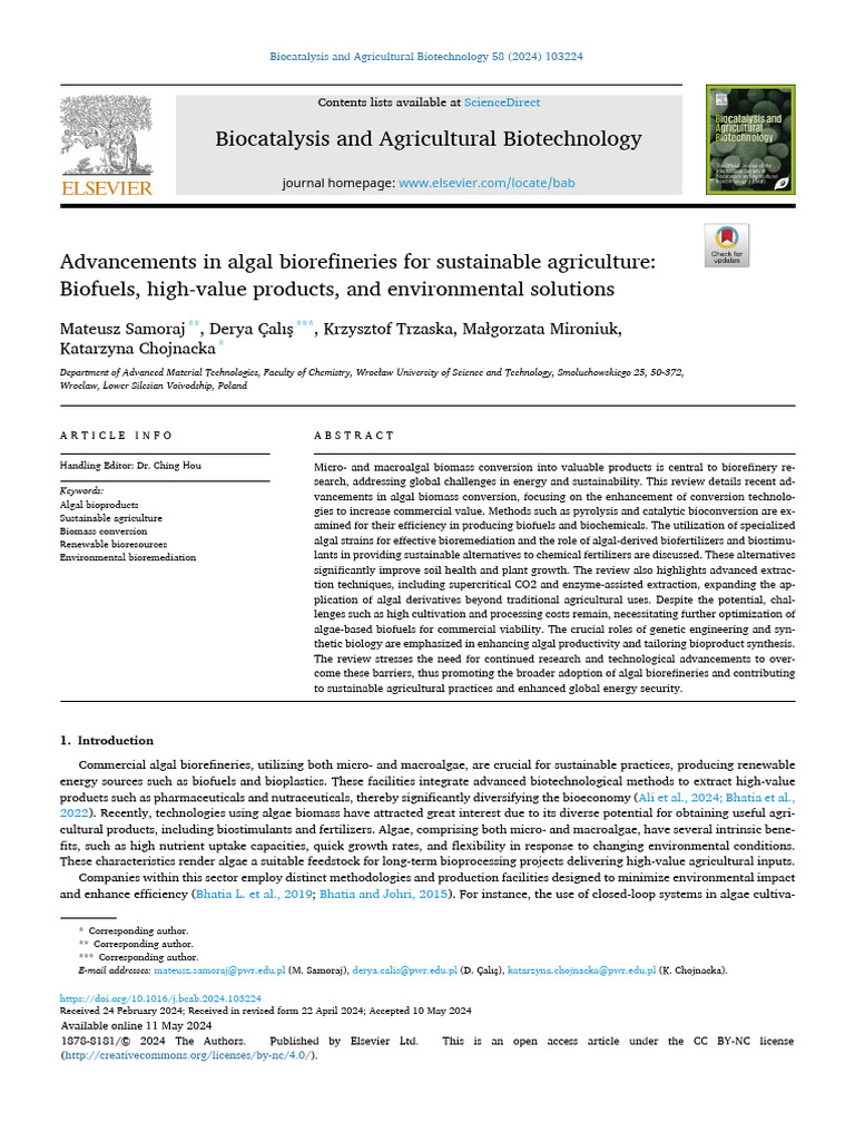 Advancesin Algal Biorefinery | PDF | Algae Fuel | Biofuel
