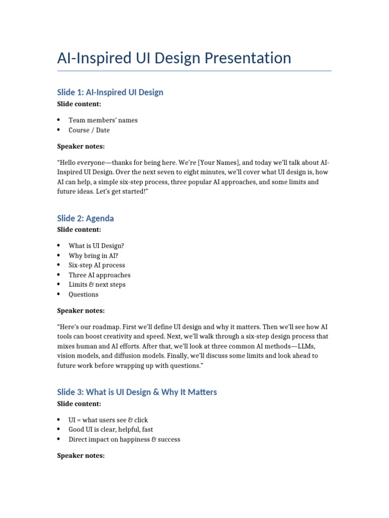 AI Inspired UI Design Presentation | PDF | User Interface | Artificial ...